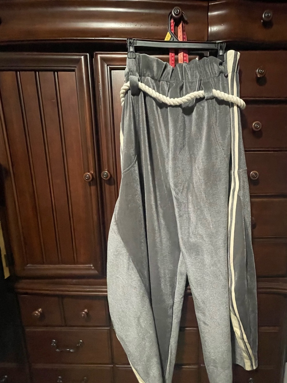 Aelfric Eden Gray Drawstring Wide-Leg barrel velvet type joggers